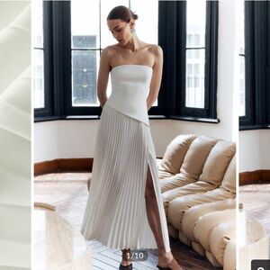 Commense White Strapless Midi Dress